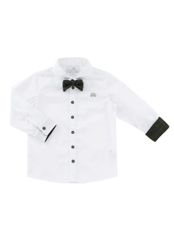 Natini Natini - shirt pierrot bow square wit/groen