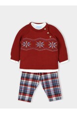baby outfit includes jacquard knitted sweater with cotton (3stuks)-rood