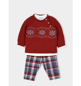 baby outfit includes jacquard knitted sweater with cotton (3stuks)-rood