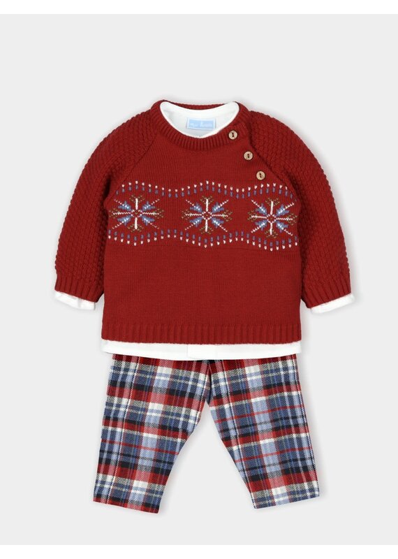 baby outfit includes jacquard knitted sweater with cotton (3stuks)-rood
