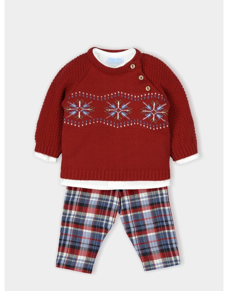 baby outfit includes jacquard knitted sweater with cotton (3stuks)-rood