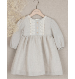 Minimi Minimi- dress-beige met knoopjes en kant