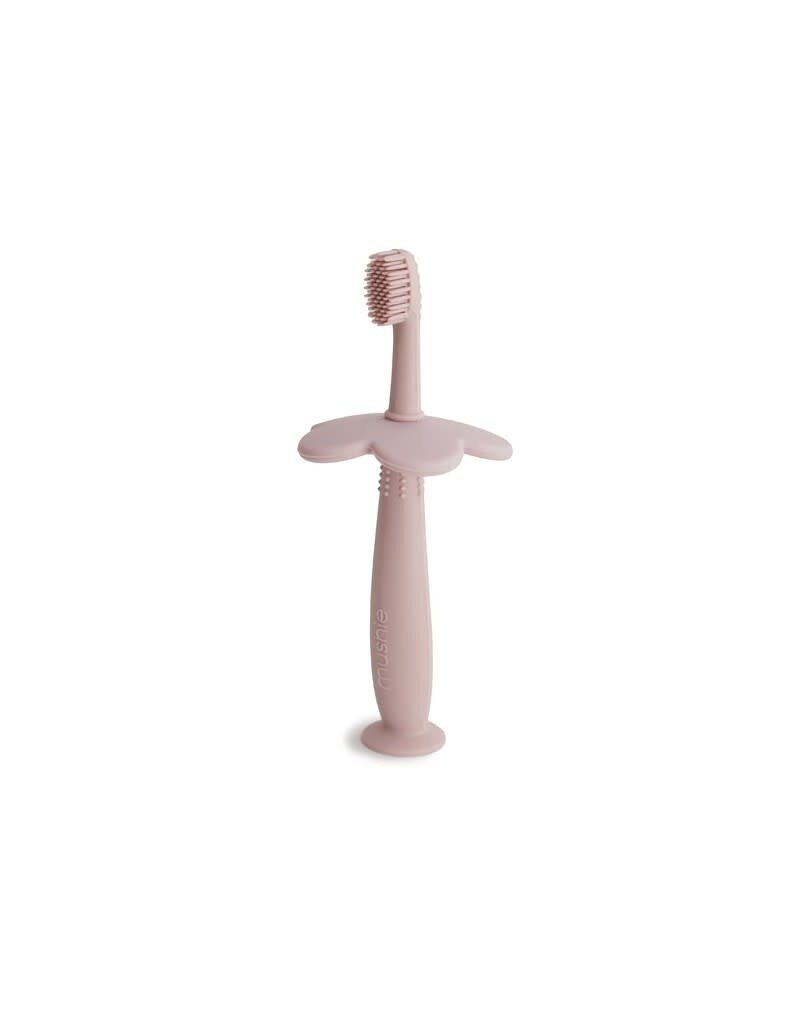 Mushie Mushie-silicone training toothbrush FLOWER -blush