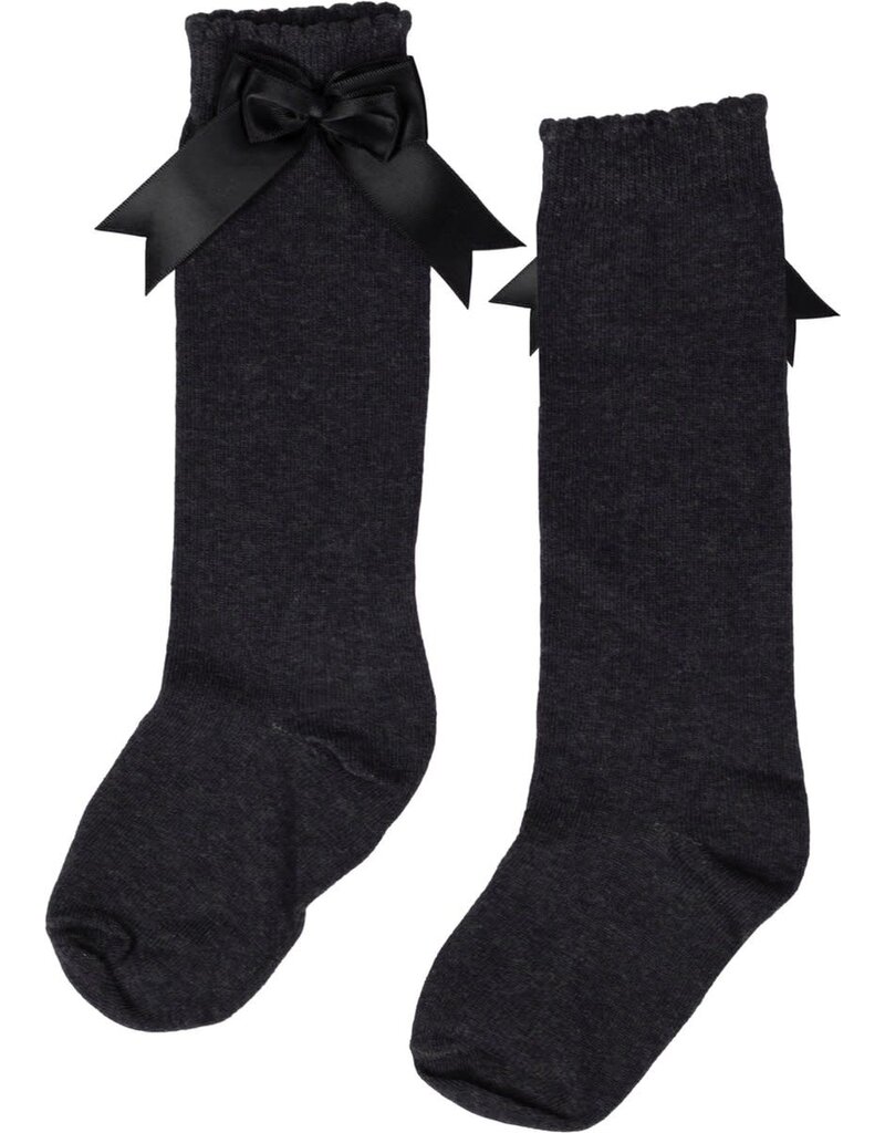 In control - 2 paar kniekousen antraciet met satijnen strik