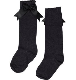In control - 1 paar kniekousen grijs met satijnen strik