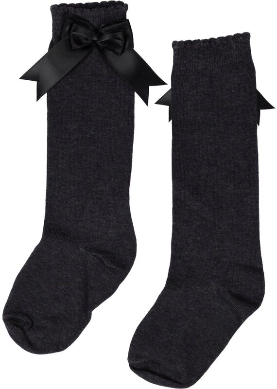 In control - 1 paar kniekousen grijs met satijnen strik