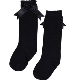 In control - 2 paar kniekousen zwarte  met satijnen strik
