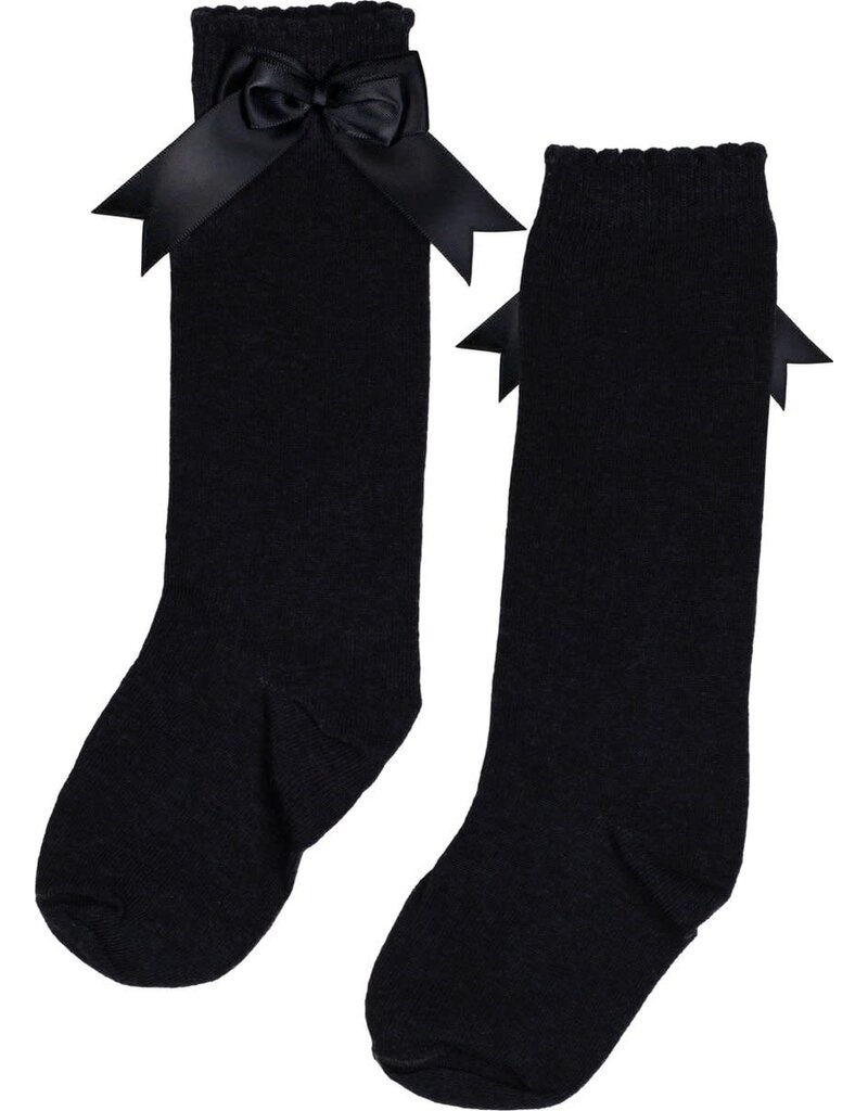In control - 2 paar kniekousen zwarte  met satijnen strik