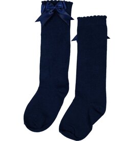 IN CONTROL - kniekousjes marine met satijnen strik