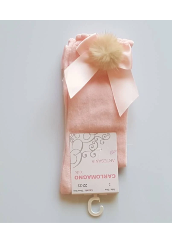 Kniekousje met pompom fake fur T00 (16-17)