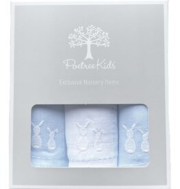 Poetree Kids Poetree Tetra doekjes verpakt per 3 st Wit/licht blauw (konijntjes)