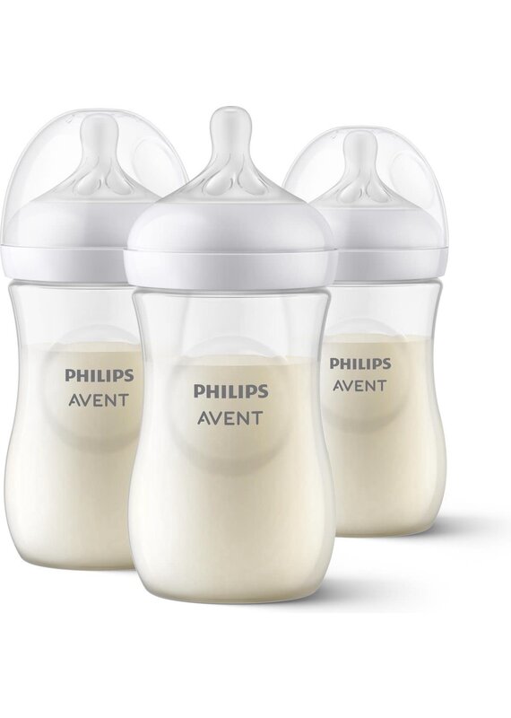 Avent Natural- baby flesje- respons/3 gaatjes/1m+ (260 ml- 3 flesjes)