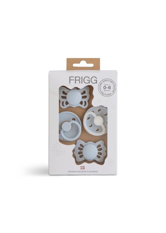 Frigg Frigg Baby's First Pacifier Fopspenen Set | powder blue night