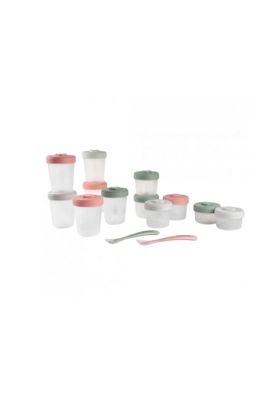 Beaba Beaba -  2x90ml +4x150ml +6x250ml +2 Siliconen Lepels -  set (eucalyptus)
