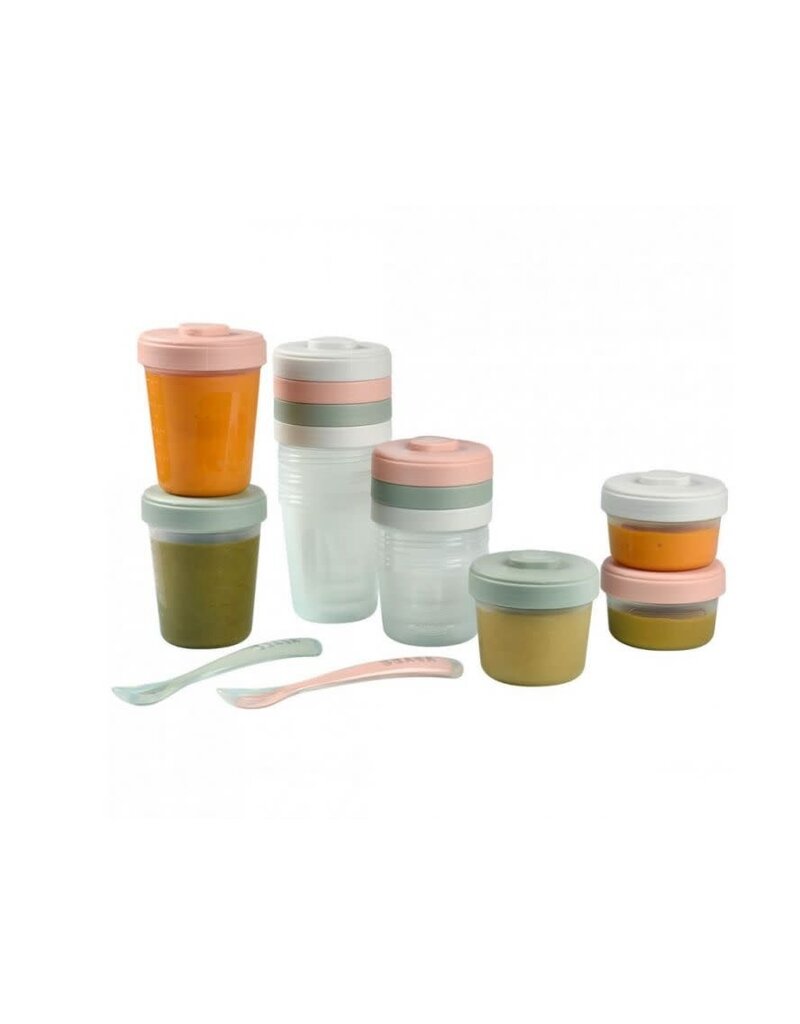 Beaba Beaba -  2x90ml +4x150ml +6x250ml +2 Siliconen Lepels -  set (eucalyptus)