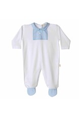 Baby Gi white cotton babygrow with chest detail-vichy