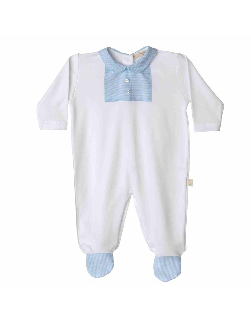 Baby Gi white cotton babygrow with chest detail-vichy