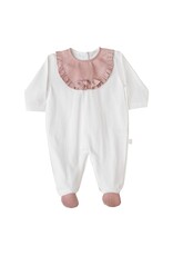 Baby Gi White cotton babygrow with pink chest detail bow