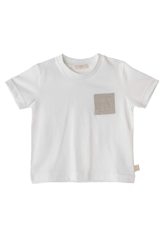 Baby Gi White t-shirt with beige pocket