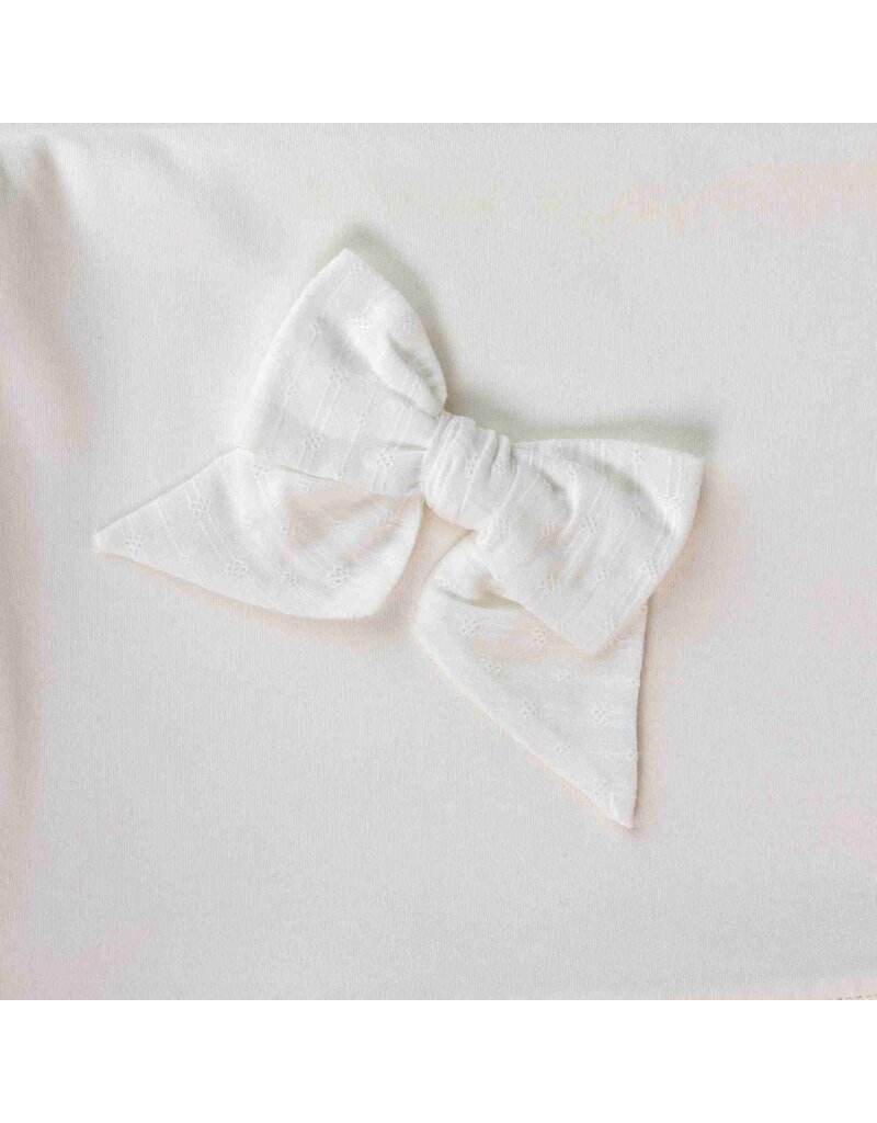 Baby Gi Ivory blanket with frilly detail/bow-pure