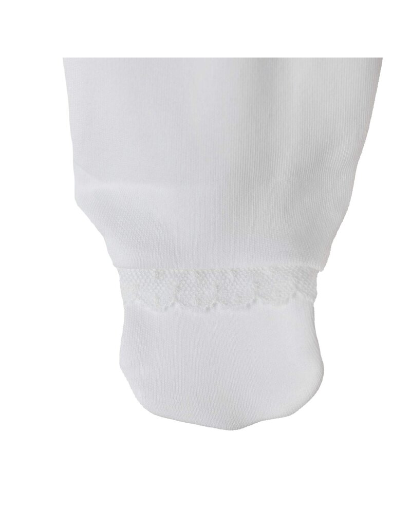 Baby Gi White cotton babygrow-lace detail in frilly collar (kruippakje)