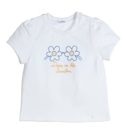 Gymp T-shirt Aerobic white- bloemetjes