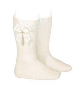 Condor Kniekous Condor met satijnen strik-cream (202 NATA)