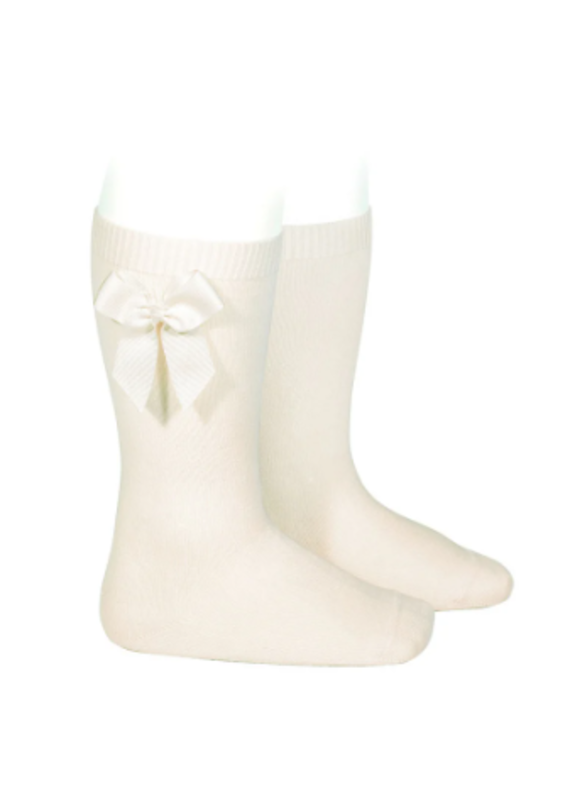 Condor Kniekous Condor met satijnen strik-cream (202 NATA)