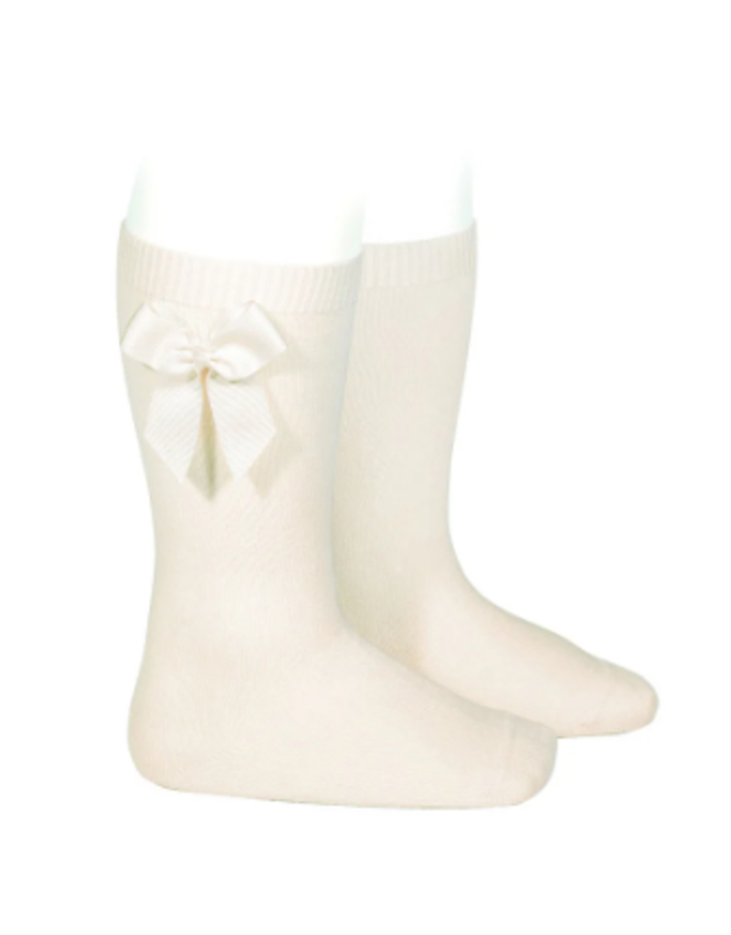 Condor Kniekous Condor met satijnen strik-cream (202 NATA)