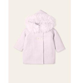 Knitted coat - fake fur - afneembaar - Roze