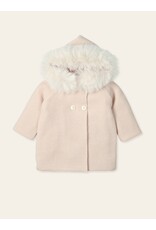 Knitted coat - fake fur - afneembaar - oud roze