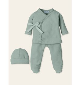 New born set met mutsje - salie groen