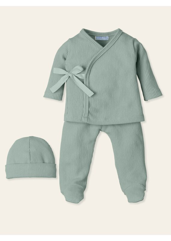 New born set met mutsje - salie groen