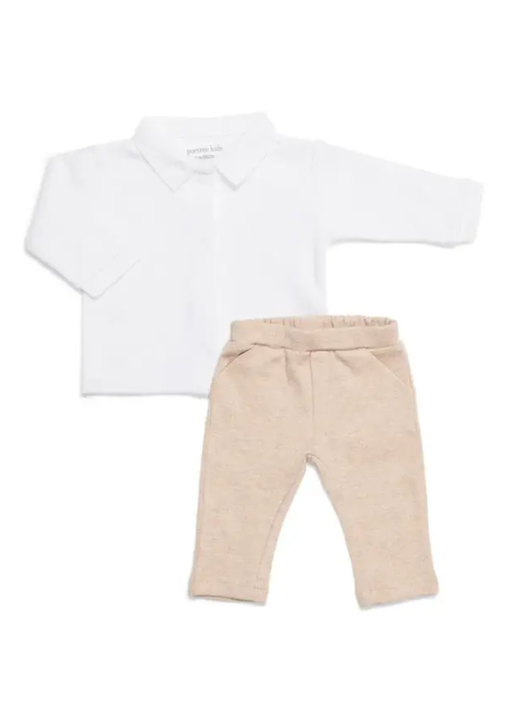 Poetree Kids Poetree Kids Baby set Wit/ camel 50cm