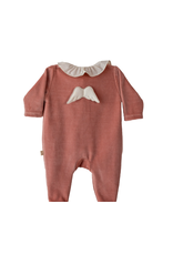 Baby Gi kruippakje - angel frilly velours -  oud roze