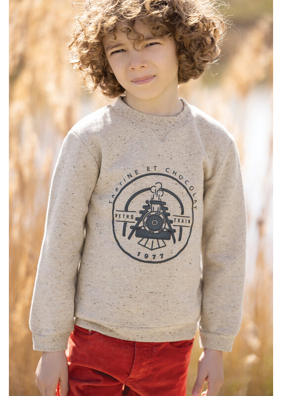 Tartine & Chocolat Tartine et Chocolat-Trui beige boys trein
