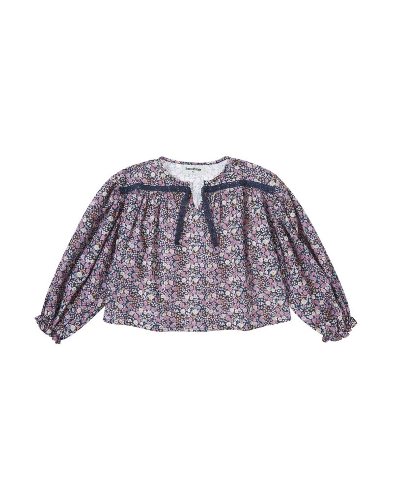 Tocoto Vintage - Blouse blauw flowers