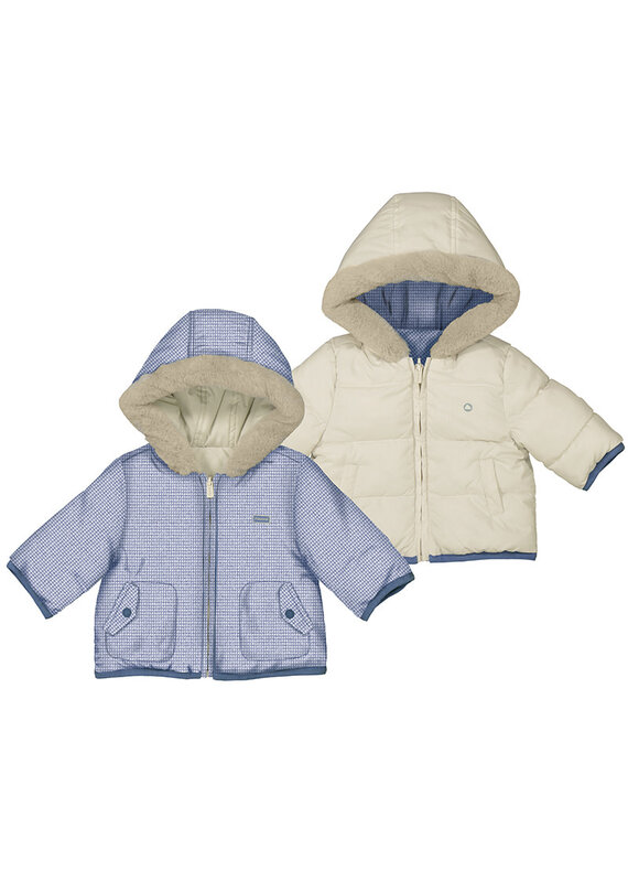 mayoral Mayoral -  omkeerbare winter jas blauw/ecru