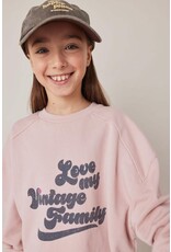 Tocoto Vintage - Trui 'love my vintage family' roze/grijs