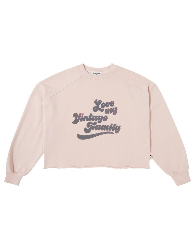 Tocoto Vintage - Trui 'love my vintage family' roze/grijs