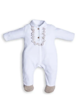 First First-rompersuit Velvet-tie lace-beige