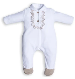 First First-rompersuit Velvet-tie lace-beige