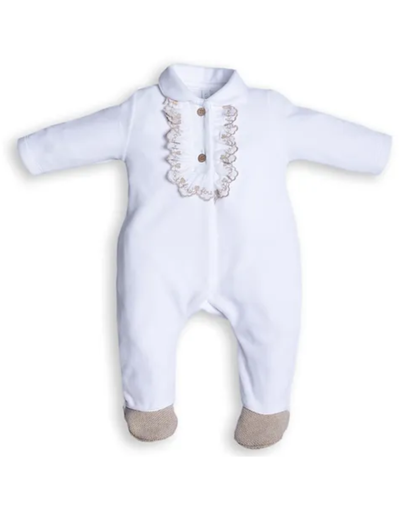 First First-rompersuit Velvet-tie lace-beige