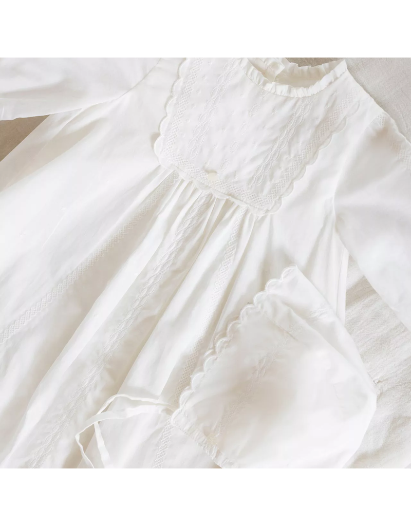 Tartine & Chocolat Tartine et Chocolat -  doopkleed (lang) met muts - ecru T1