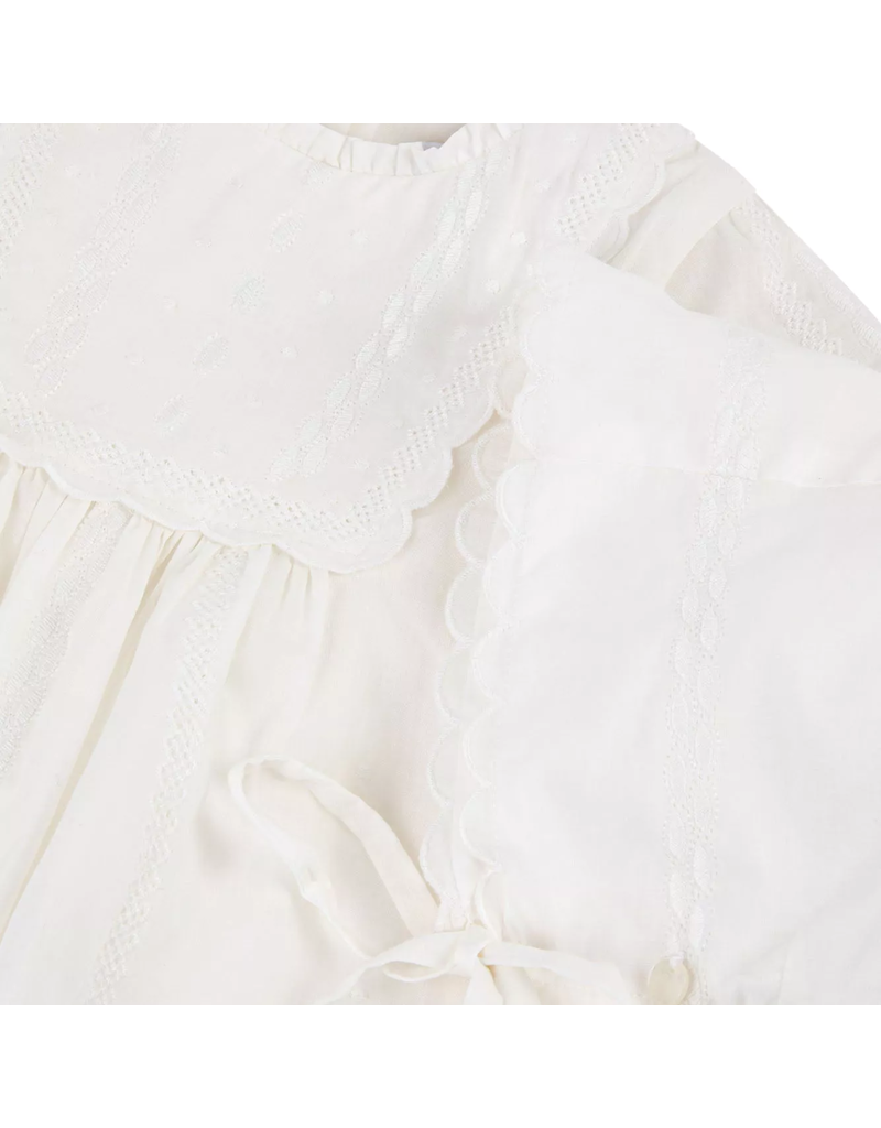 Tartine & Chocolat Tartine et Chocolat -  doopkleed (lang) met muts - ecru T1