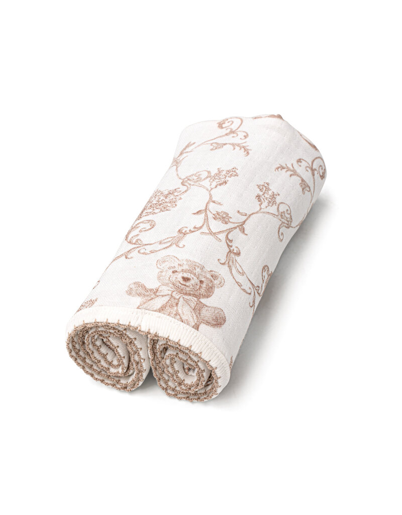 First First Tetradoek 70/70 wit/beige replay print