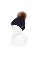 Condor Muts ribbed knit faux fur pompom - donker blauw - L