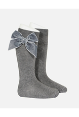 Condor Kniekousjes condor - grijs met strik in velvet