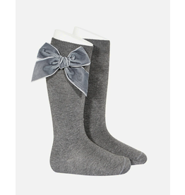 Condor Kniekousjes condor - grijs met strik in velvet