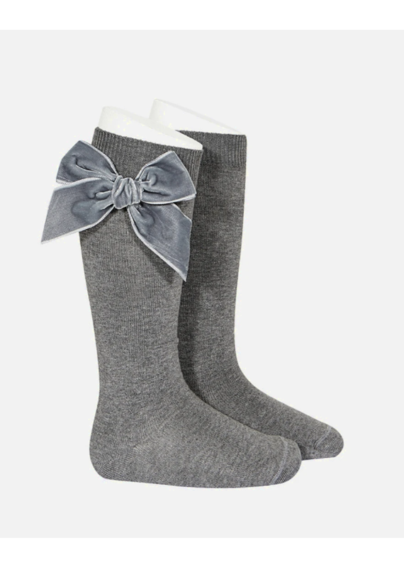 Condor Kniekousjes condor - grijs met strik in velvet